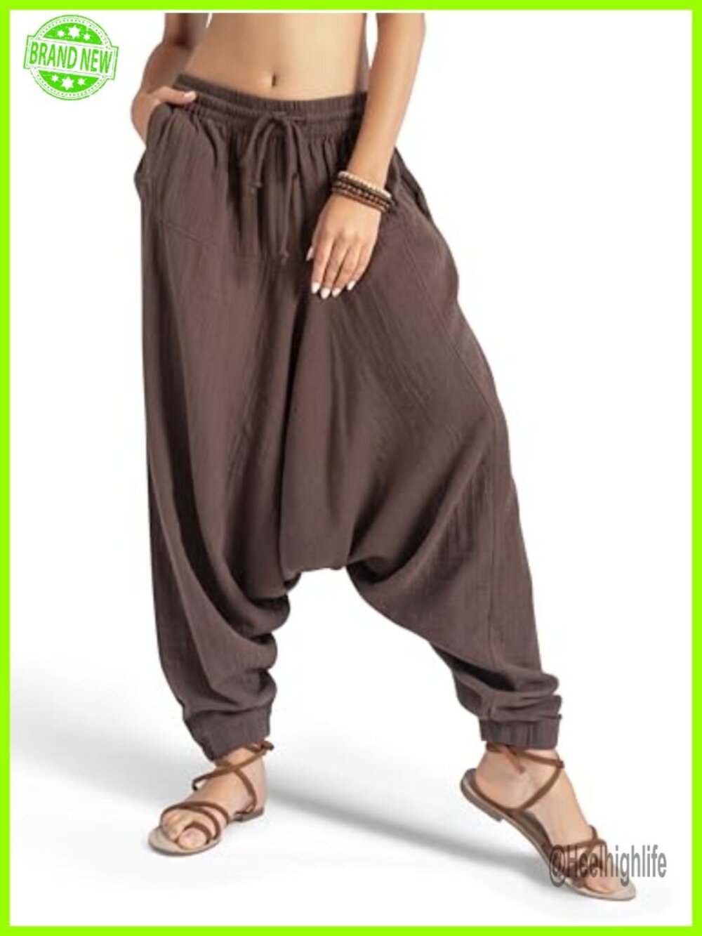Cotton Harem Pants Wide Leg Drop Crotch Joggers Yoga Dance Travel